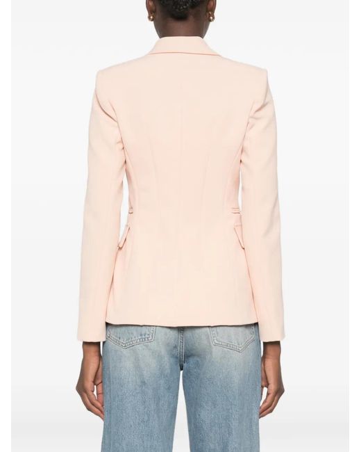 Elisabetta Franchi Pink Peak-Lapel Single-Breasted Blazer