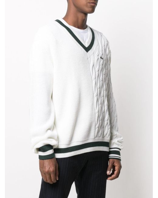 Lacoste L!ive Wool Mix-knit Jumper in White for Men | Lyst