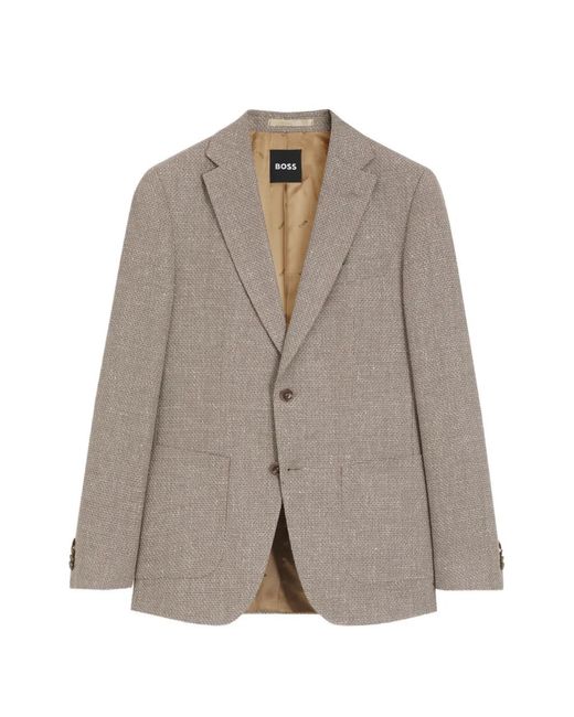 Boss Gray Slim-Fit Single-Breasted Blazer for men