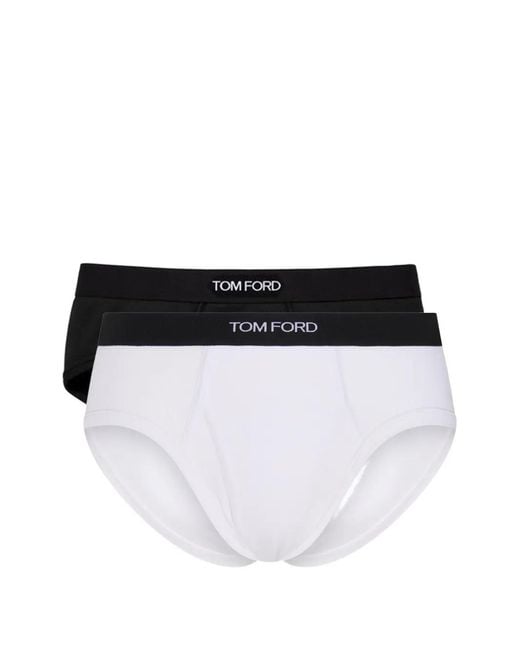 Tom Ford Black Logo-Waistband Briefs (Set Of Two) for men