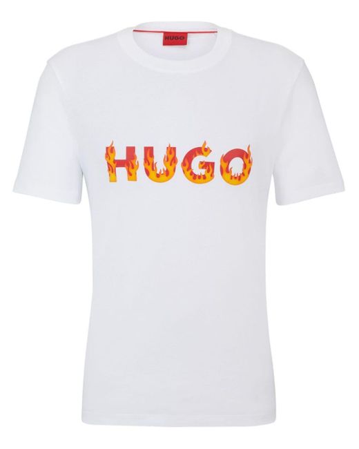 HUGO Danda T-Shirt mit Logo-Print in White für Herren