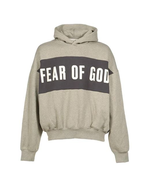 Essentials White Logo-Print Panelled Hoodie for men