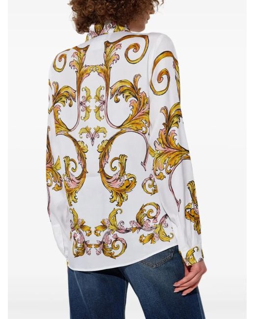 Versace Jeans Couture White Outline Barocco-Print Shirt