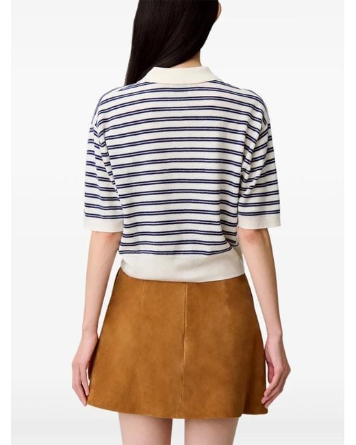 Claudie Pierlot Gray Striped Knit Polo