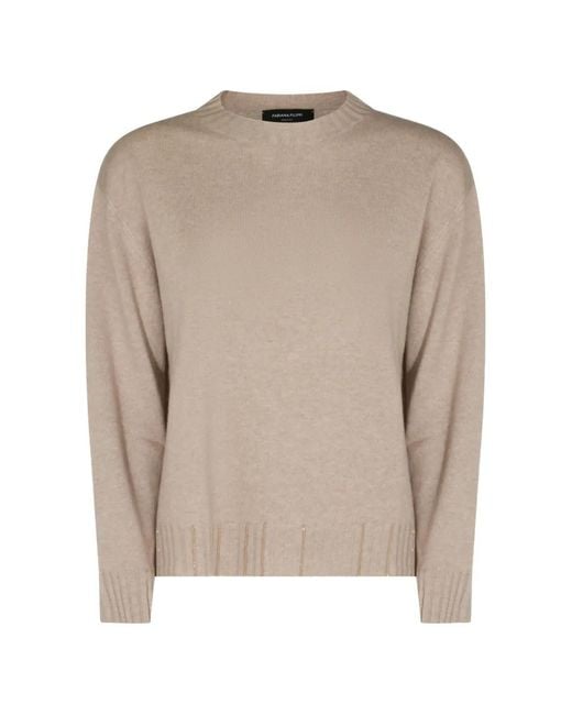 Fabiana Filippi Natural Bead-Embellished Ribbed-Trim Sweater