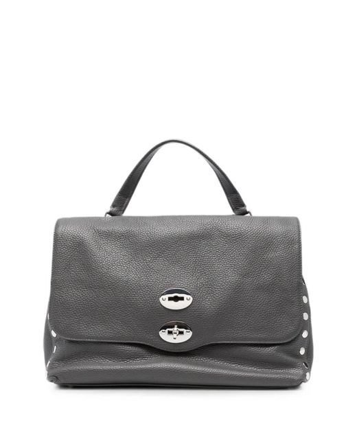 Zanellato Gray Medium Postina Stud-Embellished Leather Tote Bag