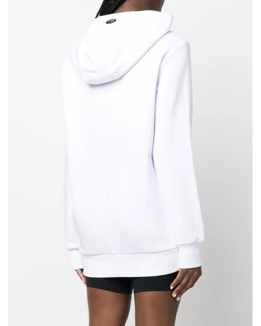 Philipp Plein White Logo Graphic-Print Hoodie