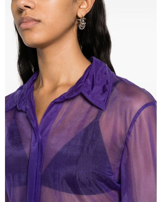 The Attico Purple Elton Semi-sheer Shirt