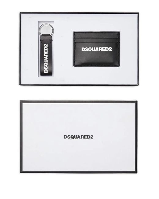 DSquared² Black Logo-Print Card Holder Set for men