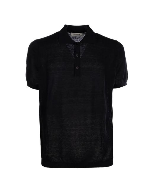 PAOLO RAGAZZINI Black Fine-Knit Polo Shirt for men