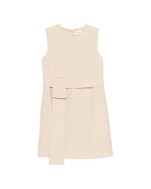 P.A.R.O.S.H. Natural Rania Belt Sleeveless Mini Dress