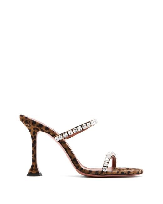 AMINA MUADDI White Gigi Crystal-Embellished Heeled Sandals