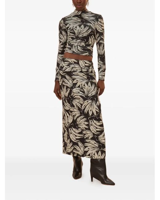 Farm Rio Black Banana-Print Turtleneck T-Shirt