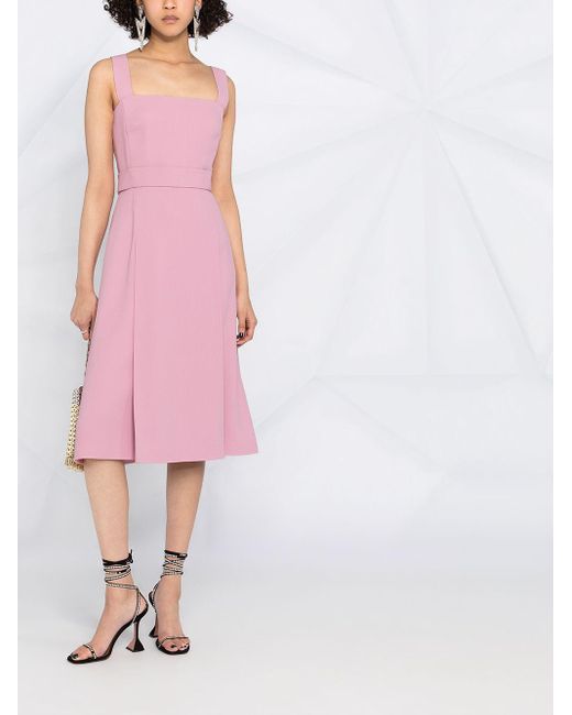Vestido midi de corte imperio Dolce \u0026 Gabbana de Seda de color Rosa | Lyst