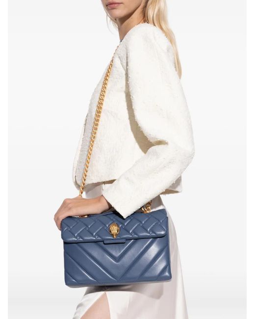 Kurt Geiger Blue Quilted Chain-Strap Cross Body Bag