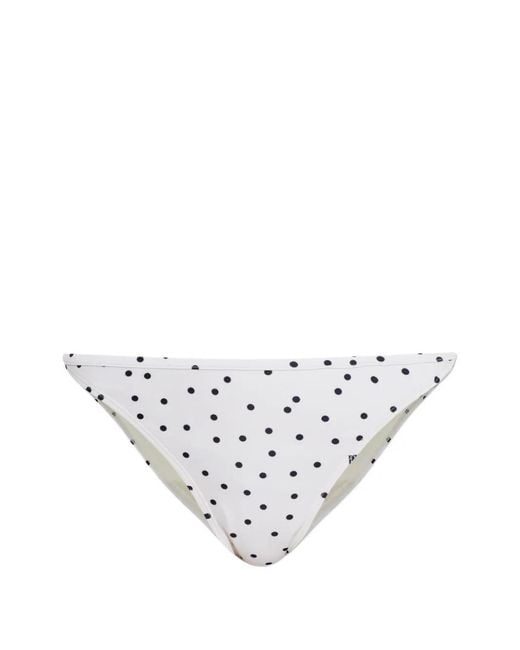 By Malene Birger White Astrida Polka-Dot Logo-Details Bikini Bottom