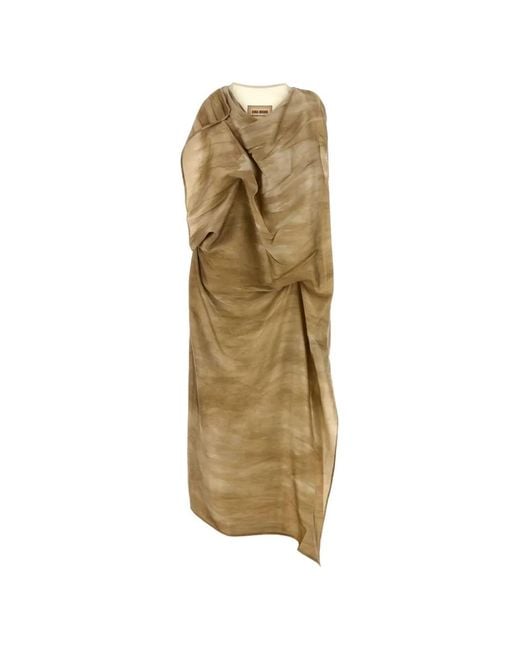 Uma Wang Metallic Alex Draped Printed Dress