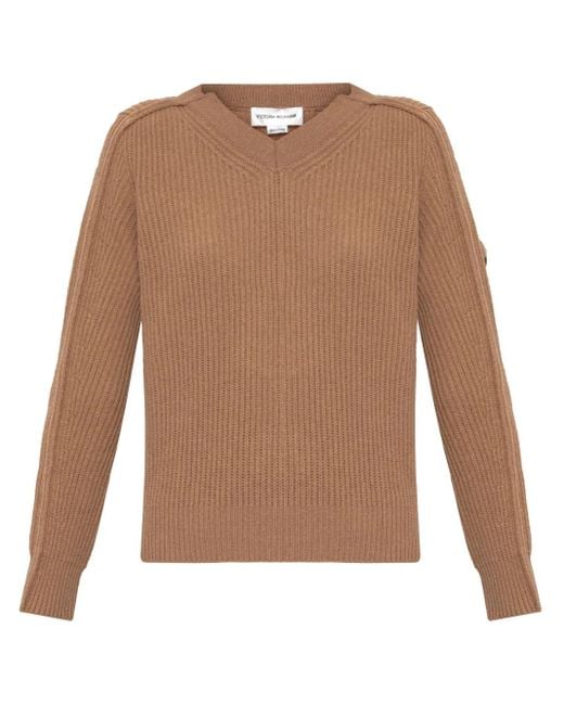 Victoria Beckham Brown V-Neck Knitwear
