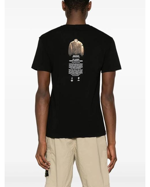Stone Island Black Archivio Embroidered Logo-print Cotton-jersey T-shirt for men