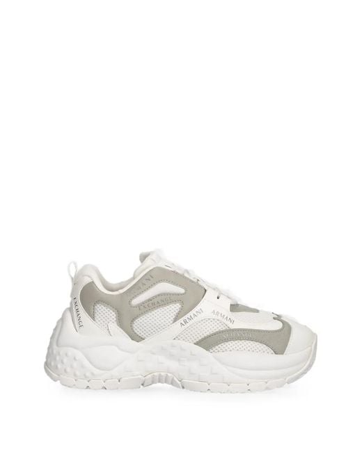ARMANI EXCHANGE White Logo-Print Panelled Sneakers