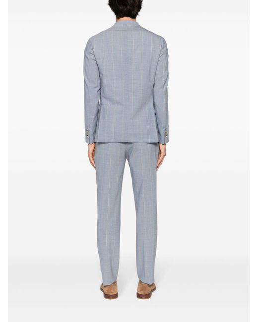 Eleventy Blue Pinstriped Double-breasted Suit for men