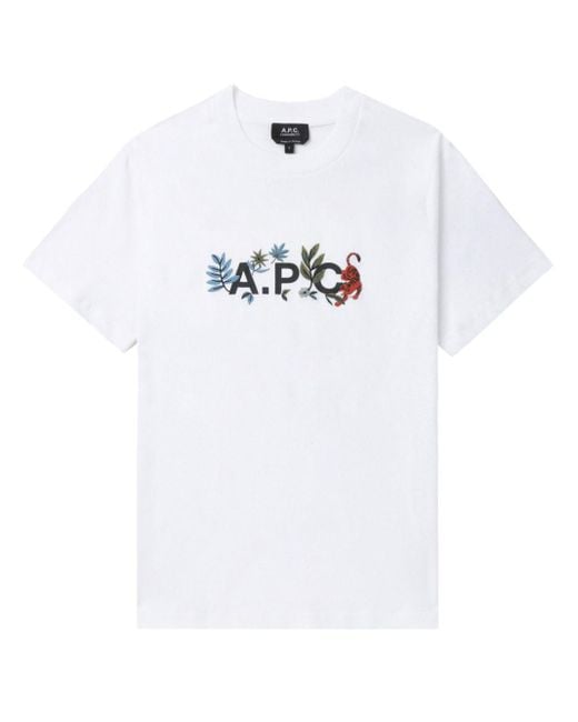 A.P.C. White Logo-Print T-Shirt