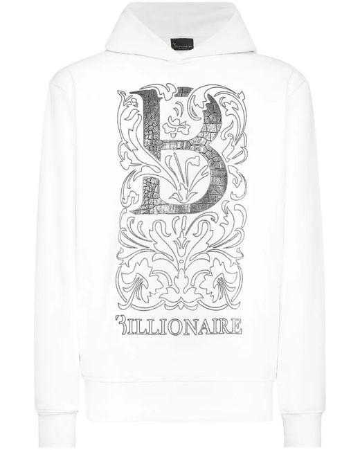 Billionaire White Logo-Print Hoodie for men