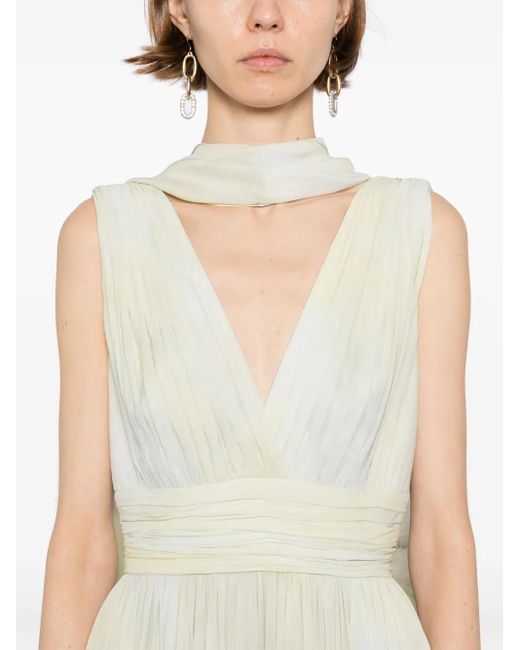 Elie Saab プリント シフォンドレス Metallic