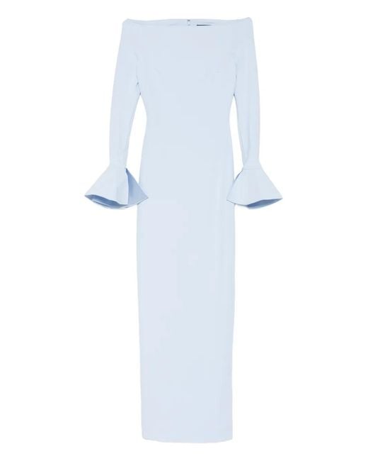 Solace London Blue Anica Bell-Sleeve Maxi Dress