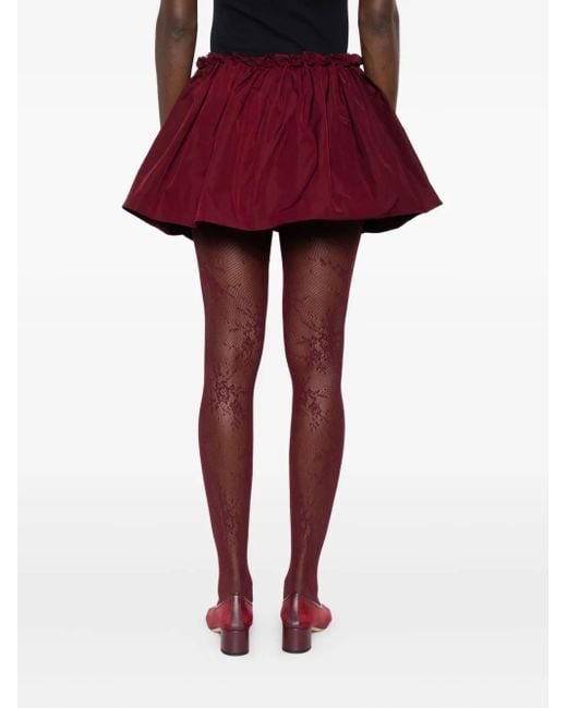 ShuShu/Tong Red Ruffle-Detail Pleated Mini Dress