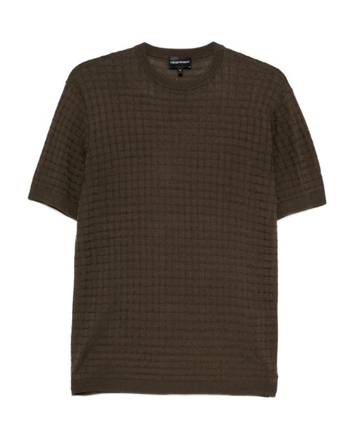 Emporio Armani Green Textured Round-Neck Sweater for men
