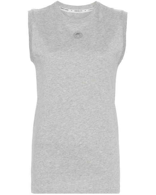 MARINE SERRE Gray Embroidered-logo Cotton Tank Top