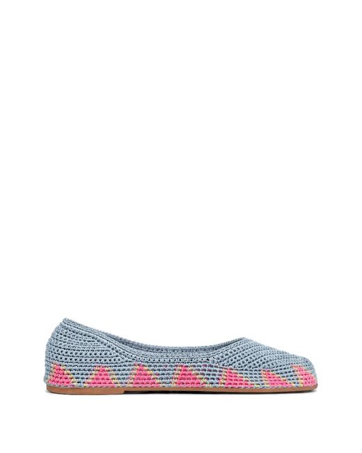 SLO_HAND_MADE White Crochet Geometric-Pattern Ballet Flats