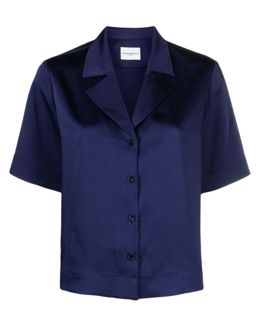 Claudie Pierlot Blue Notched-collar Satin Shirt