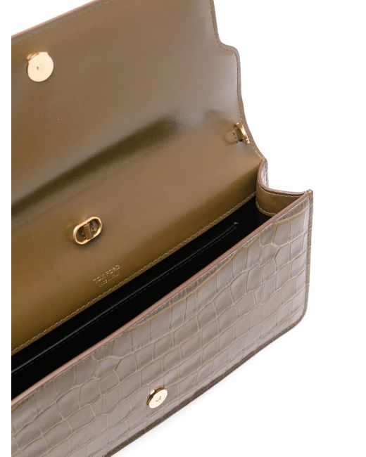 Tom Ford Brown Whitney Crocodile-Embossed Shoulder Bag