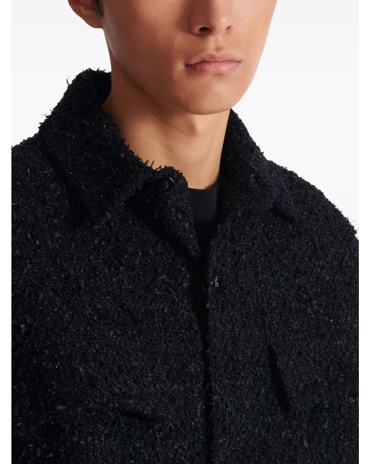 Balmain Blue Tweed Shirt Jacket for men