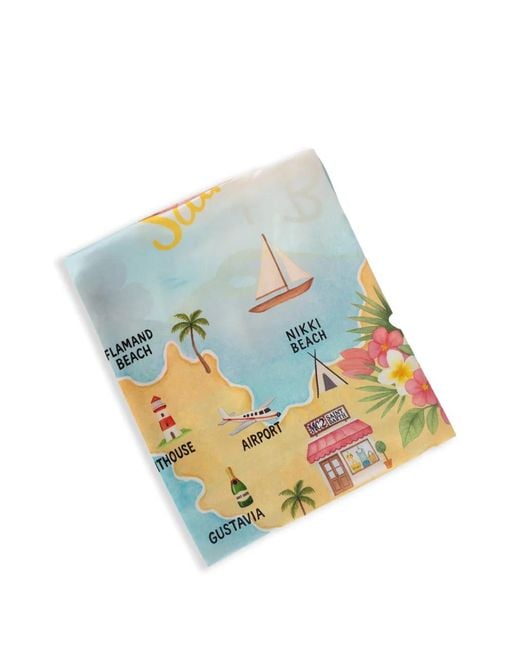 Mc2 Saint Barth Blue Map-Print Scarf