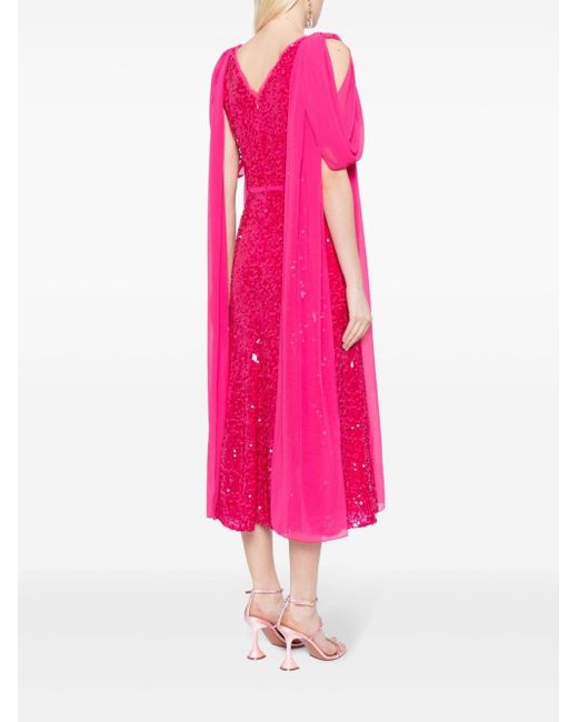 Erdem Midi-jurk Met Gedrapeerde Schouders in het Pink