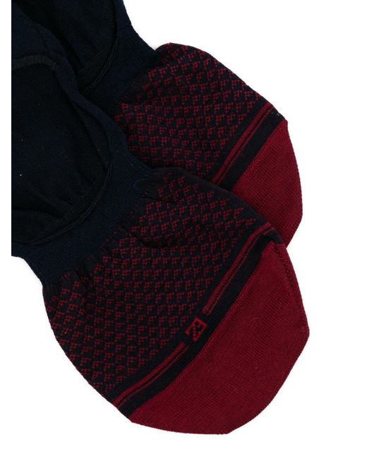 Zegna Blue Geometric-Pattern Invisible Socks for men