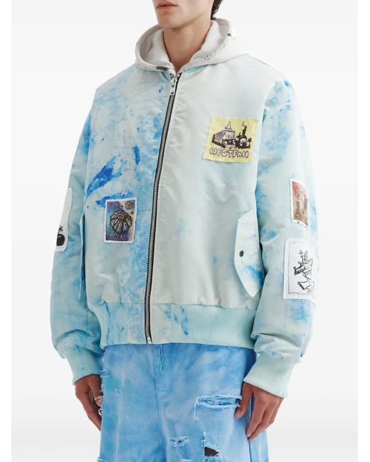 WESTFALL Blue Tie-Dye Bomber Jacket for men