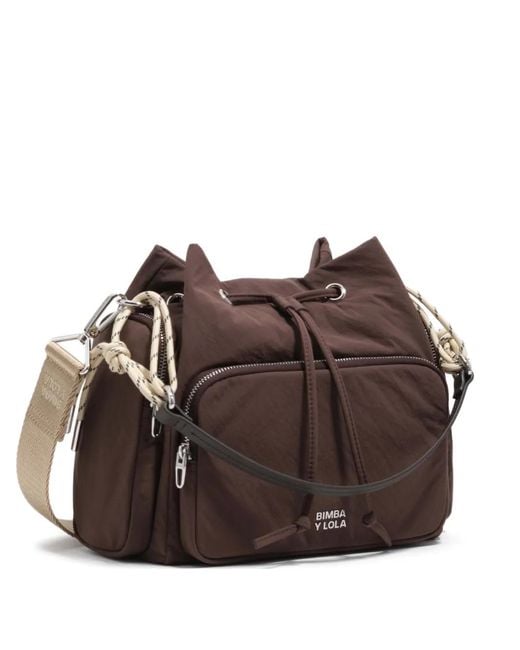Bimba Y Lola Brown Medium Pocket Bucket Bag