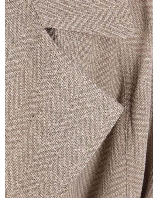 Dusan Natural Herringbone-Pattern Coat