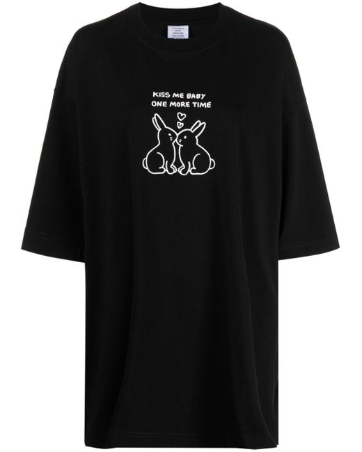 Vetements Black Slogan-print Cotton T-shirt