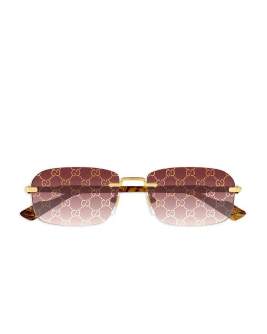 Gucci Brown Rectangle-Frame Sunglasses