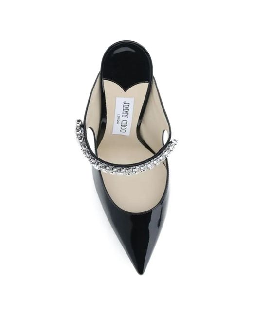 Jimmy Choo Black Bing Crystal-Embellished Patent Leather Pumps