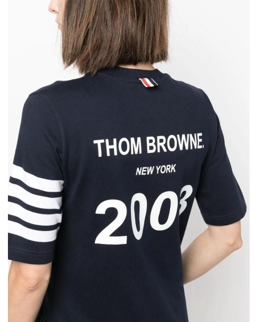 Thom Browne Black 4-Bar Stripe 2003-Print T-Shirt