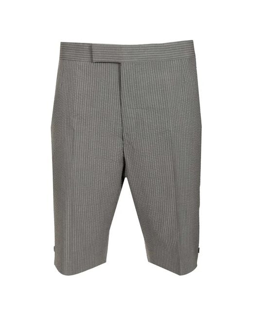 Thom Browne Gray Side-Slit Shorts for men