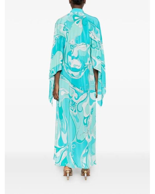 Emilio Pucci Blue Floral-Print Kaftan