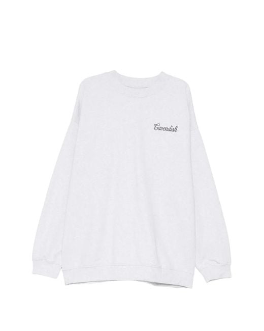 CAVENDISH® White Logo-Embroidered Sweatshirt for men