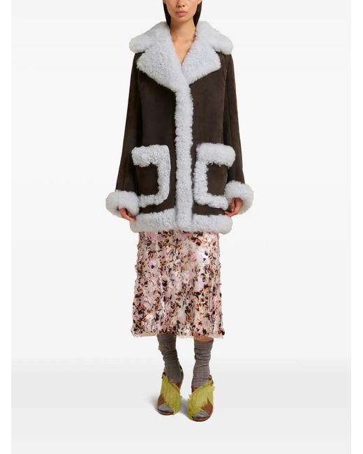 Marni Gray Logo-Patch Pocket Leather Jacket